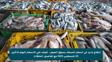 ارتفاع جديد في أسعار السمك بسوق العبور.. تعرف على الأسعار اليوم الاثنين 25 أغسطس 2025 مع تفاصيل الحلقات